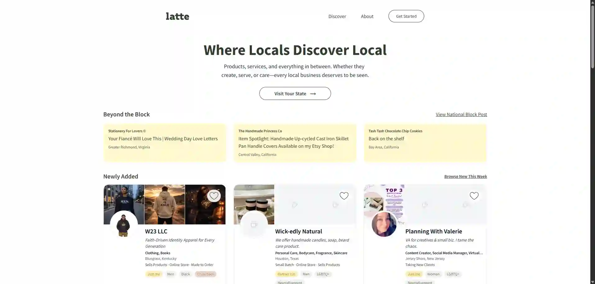 Homepage design for Shop Latte