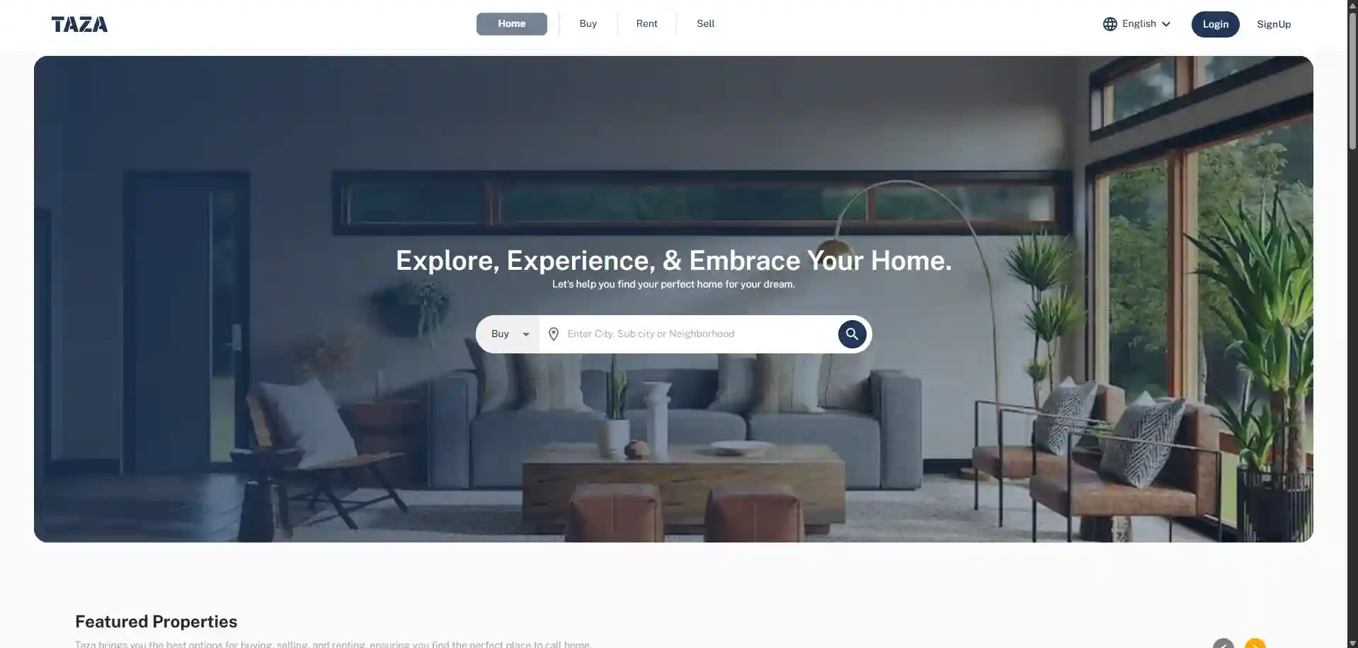 Homepage design for Taza House